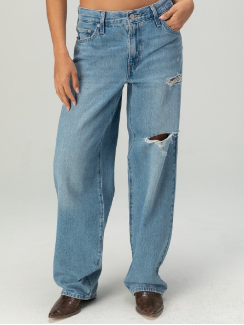 Levi's Light Blue Distressed High-Waist Wide-Leg Jeans
